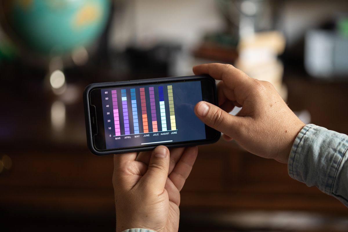 スマホでチャートを確認する手元